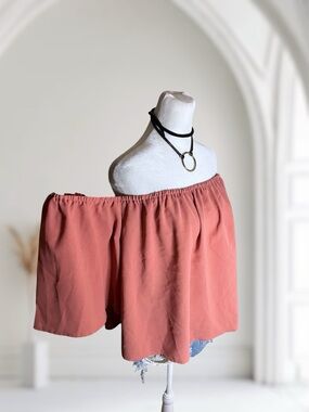 Off-Shoulder Rust Coral Top